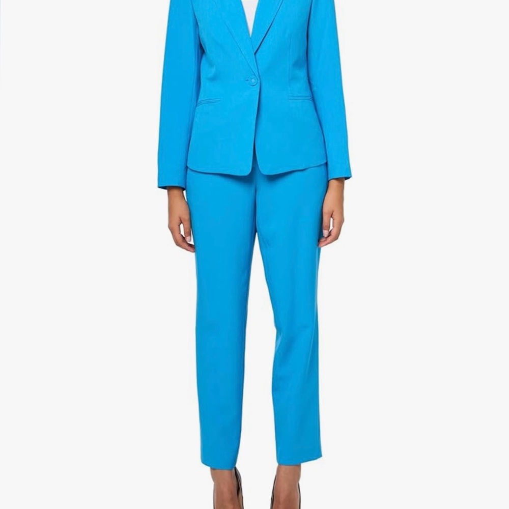 Le Suit Azure Blue Pantsuit